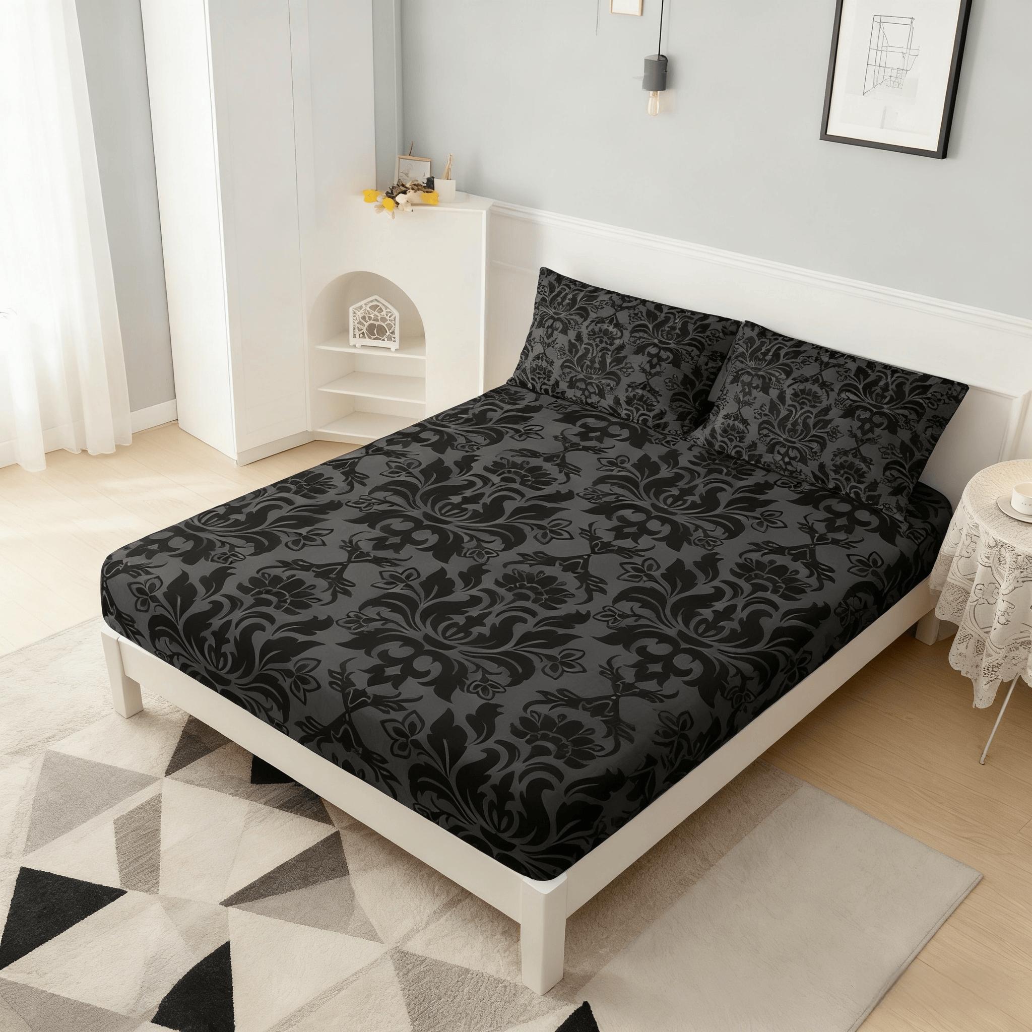 Gothic Print Bedding Set, Soft Polyester Fiber, Zipper Closure, Suitable for Twin, Full, Queen Beds, Home & Dorm Decor