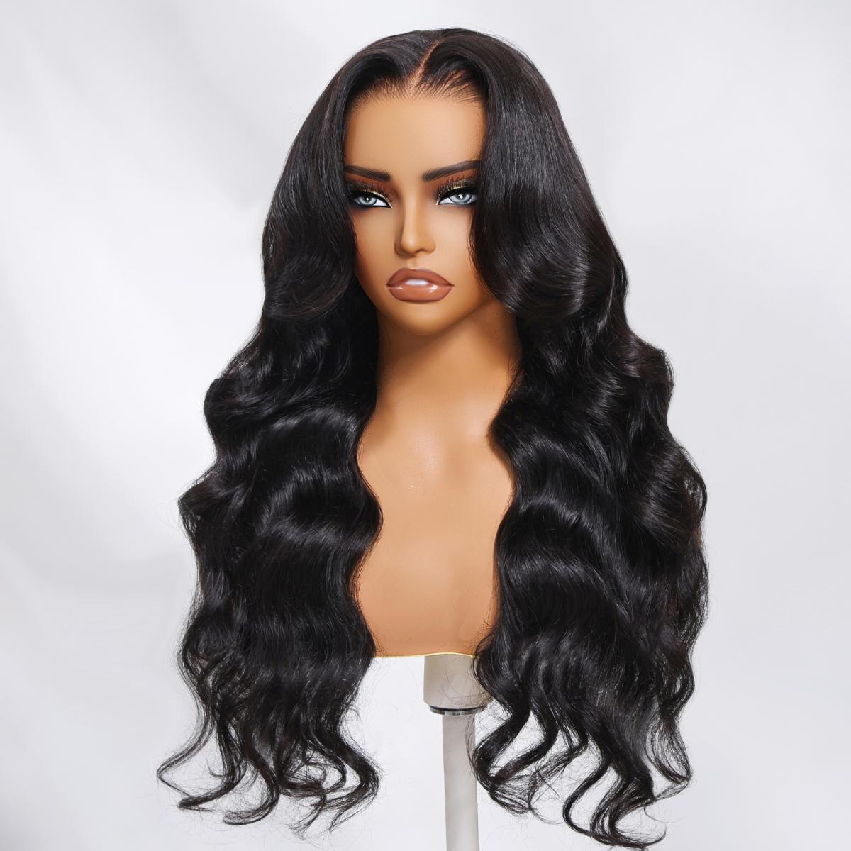 【24"=$124】Sunber Loose Wave 13x4 HD transparent Lace Front wigs Pre Bleached Glueless Human Hair Wigs Tiny Knots With Drawstring Ready To Wear Natural Black 180% Density
