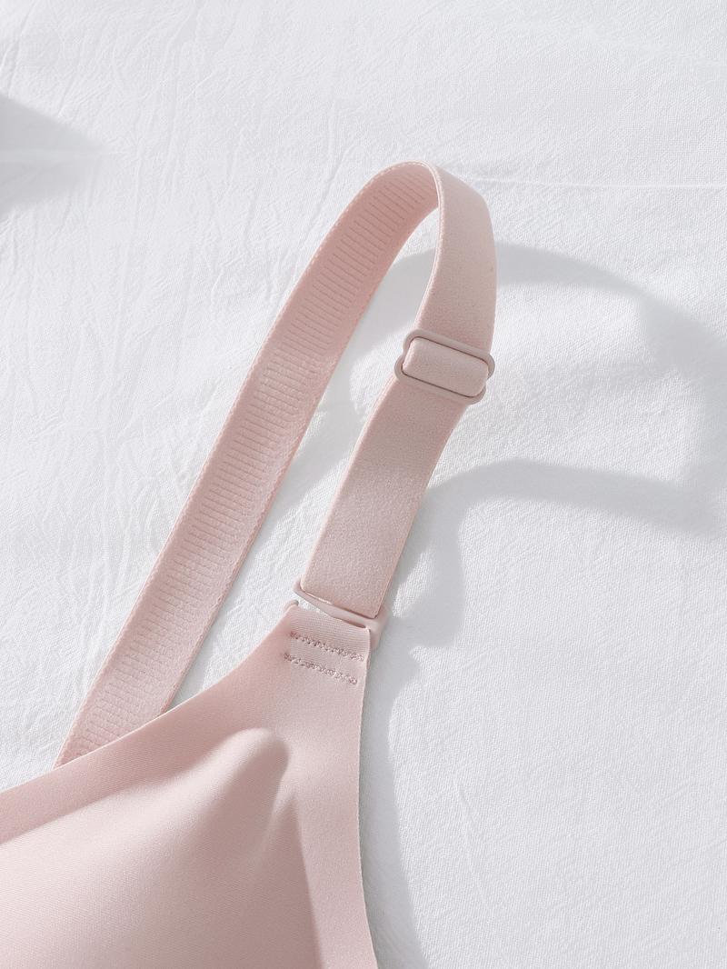 Women's Plain Wireless Jelly Bra, Comfortable Lining Removable Pads Fitted Design, Medium Support All-Season Wear