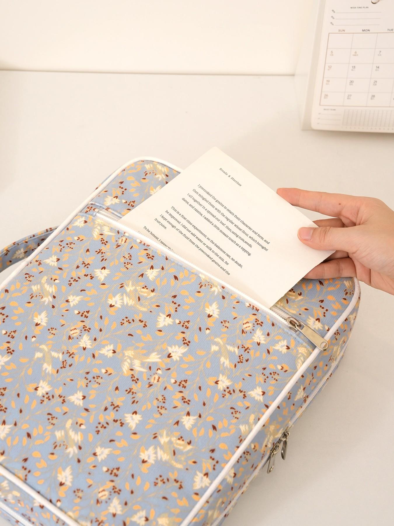 1pc Large Size Women's Bible Cover, Quilted Cute Bow Pattern Bible Case, Spacious Portable Dust-Proof Book Sleeve, Floral Pattern Bible Storage Bag, With Quilted Handle, Zipper Pocket, Essential For Bible Study, Teacher's Day Gift, Back To School Gift, Cu