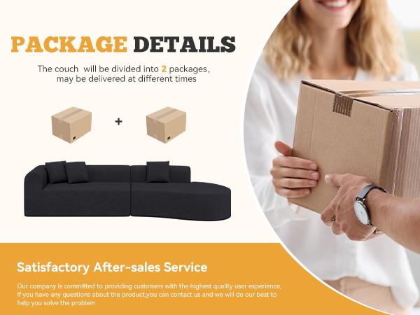 【2 Packages shipping】126" Modular Sectional Sofa, Modern Cloud Curved Couch with Deep Seat, Upholstered Oversized Couches for Living Room, No Assembly Required, Beige Chenille Fabric, 1PCS