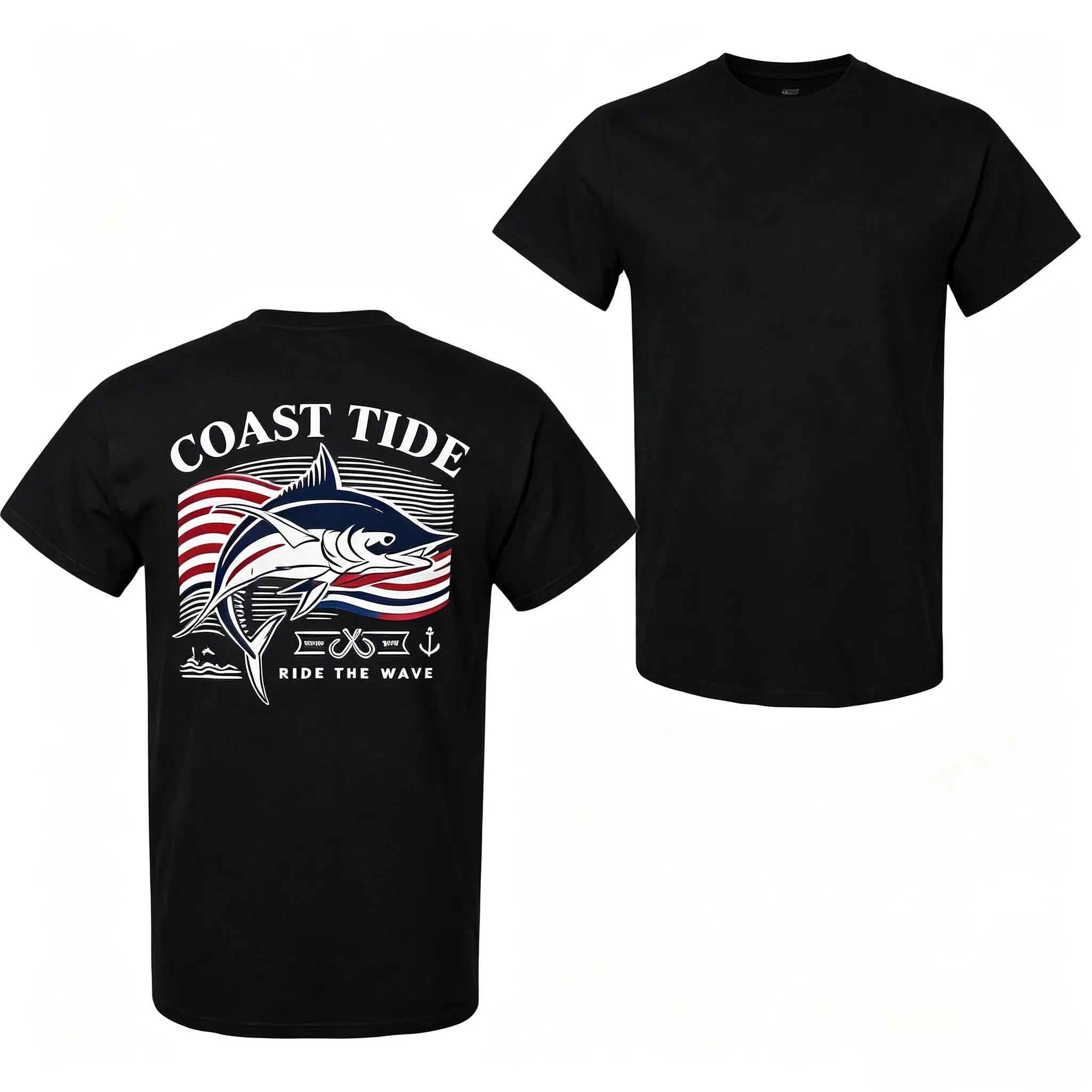 Salt Life Coast to Coast T-Shirt, Patriotic Fish Graphic Tee, American Outdoors Fishing Shirt Menswear Top