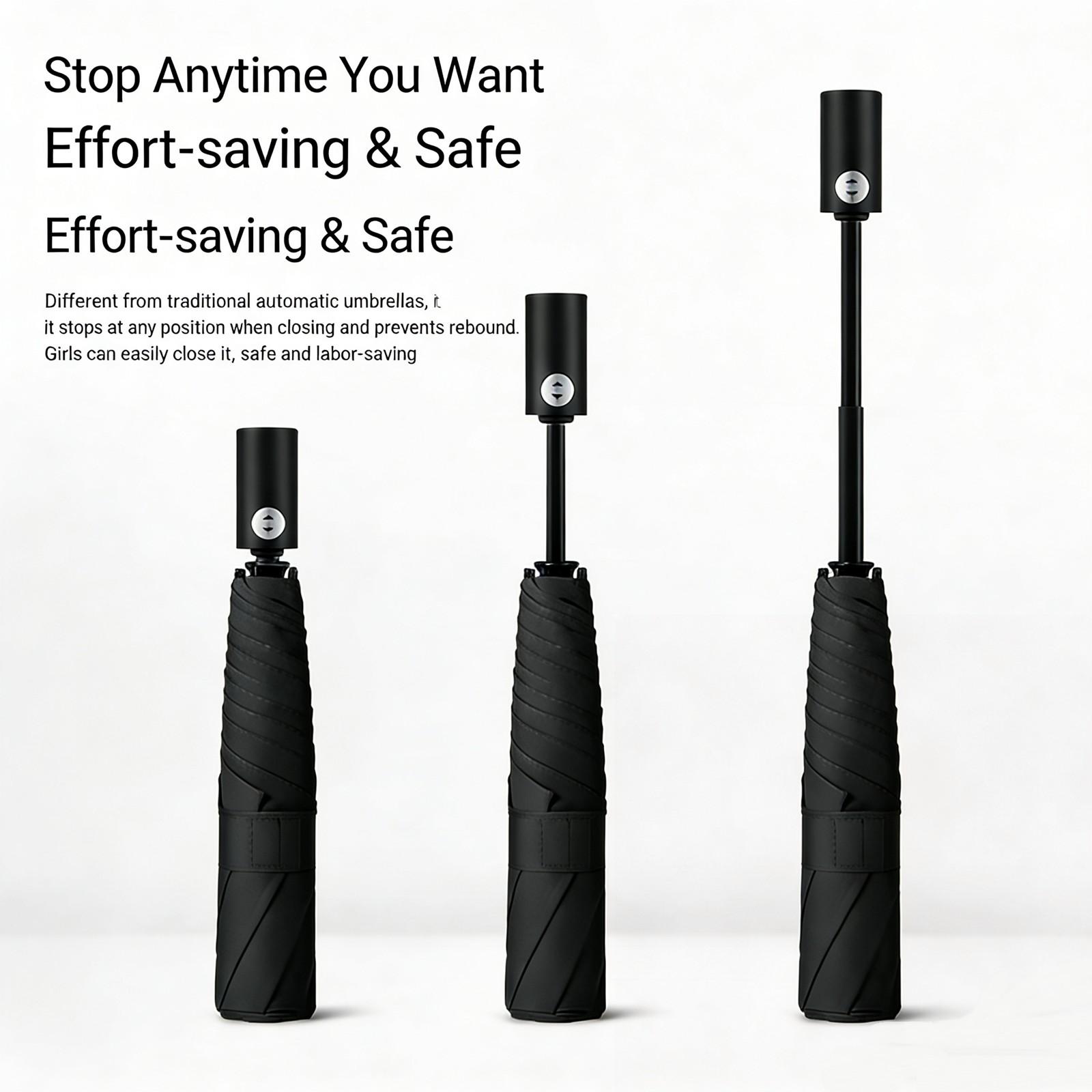 Lightweight Convenient Automatic Umbrella Memory Patch Design, Easy Fold Safe No Bounce Compact Travel Umbrella, Student Sun Umbrella, Portable Rain Umbrella