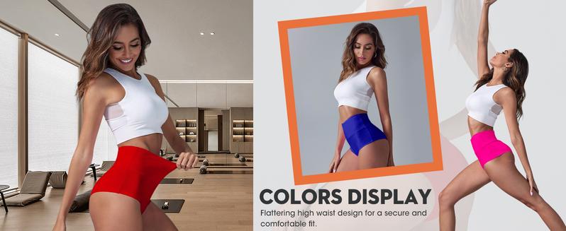 FISOEW Women's High Waist Yoga Shorts Gym Workout Booty Dance Hot Pants Athletic Butt Lifting Sports Leggings