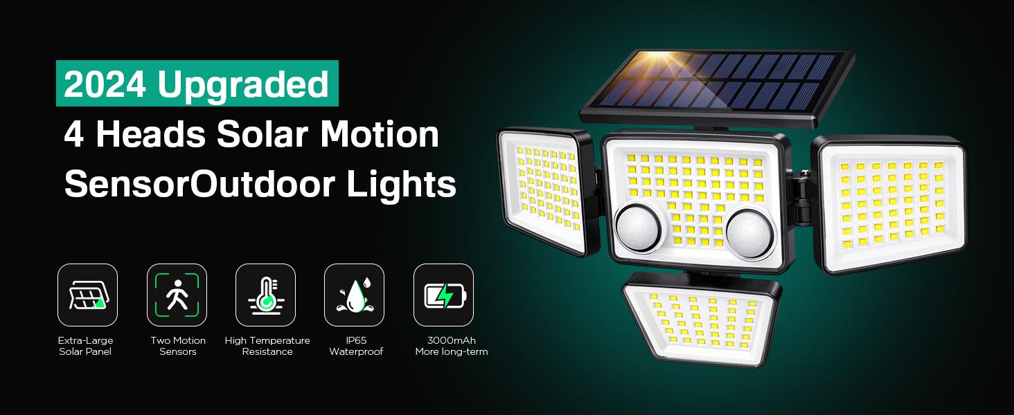 LYWALT Solar Motion Sensor Lights-4 Heads 3000LM, IP65Waterproof, 270°Wide Angle Lighting Security Light for Yard, Garage, Porch, Pool,Garden,Barn,Patio,Thanksgiving home decor,Holiday Haul,Christmas gifts LYWALT Solar Motion Sensor Lights-4 Heads 3000LM, IP65Waterproof, 270°Wide Angle Lighting Security Light for Yard, Garage, Porch, Pool,Garden,Barn,Patio,Thanksgiving home decor,Holiday Haul,Christmas gifts