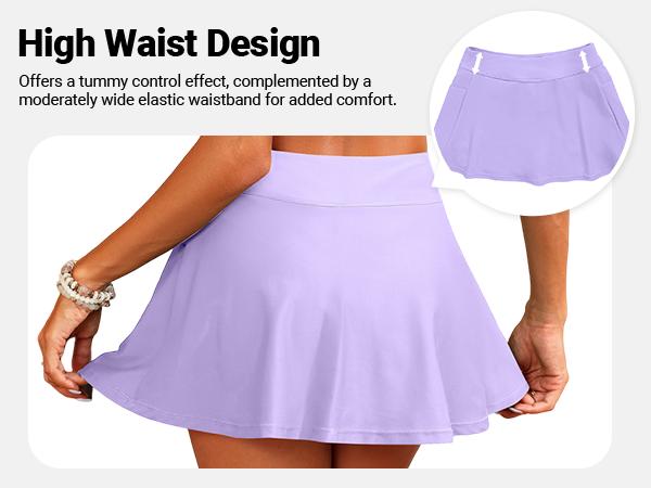 Tempt Me High Waisted Bikini with Skirt - Women Two Piece Swimsuit Skirted Bathing Suit Set with Pockets Swimwear