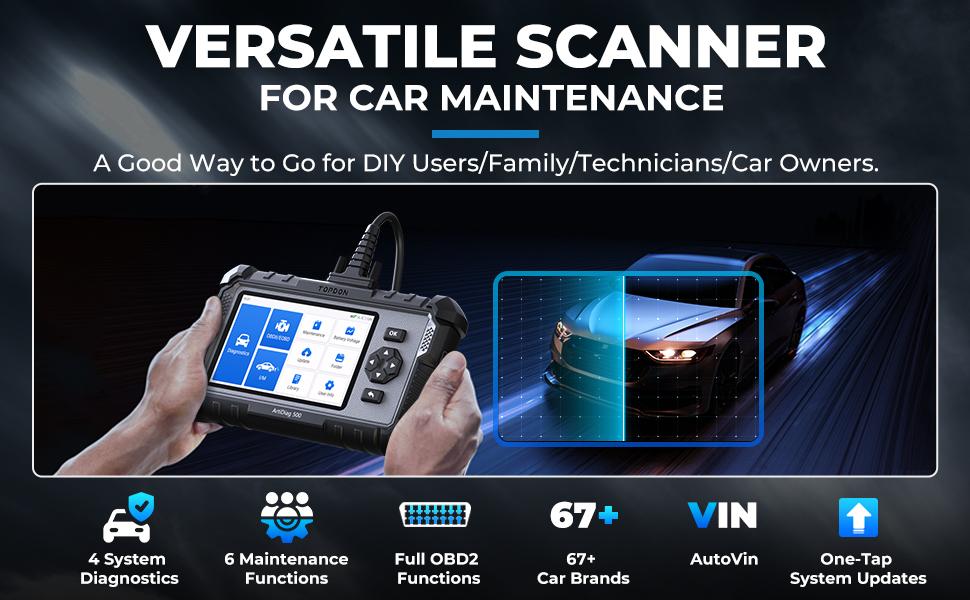TOPDON AD500 OBD2 Scanner - 5-Inch Display Handheld Compact Automotive Scan Tool, Multilingual Code Reading Device for Father's Day Gifts