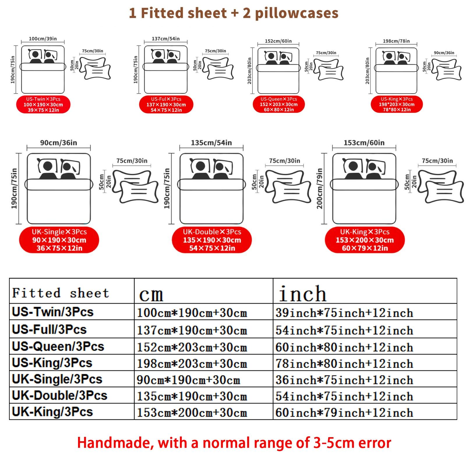 3-piece set, oversized bedding sheet set, including 1 sheet and 2 pillowcases, durable and comfortable design, perfect for bedroom use, ideal gift, easy to maintain fabric