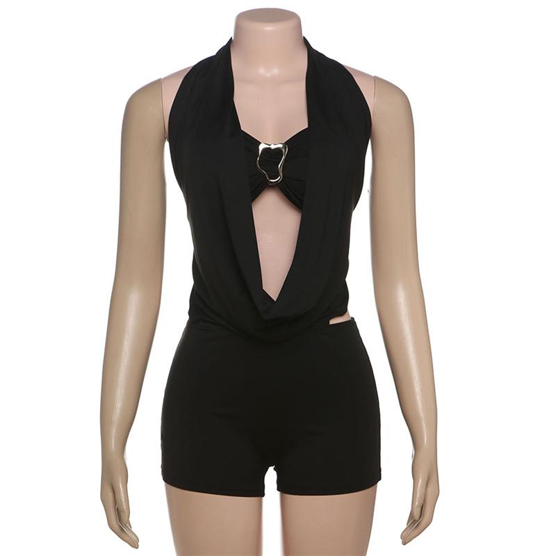 DOUCIU Multi-Color Basic Style Simple Casual Summer Street Cool Sexy Hot Women'S Thin Sleeveless Halter Neck Jumpsuit