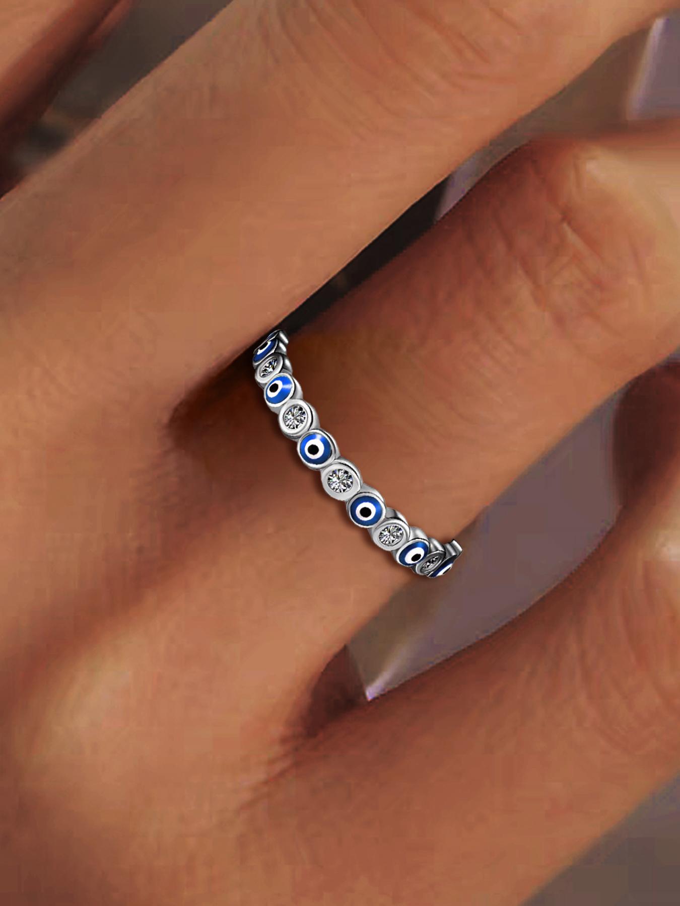 925 Sterling Silver Fashion Eye Design Ring, Fashion Jewelry for Party, Daily Clothing Decor, Trendy All-match & Exquisite Engagement Ring for Birthday Gift