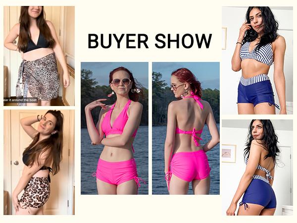 Holipick Two Piece Bathing Suit with Shorts for Women Push Up Bikini Swimsuit Set with Boy Short V Neck Bikini Top with Boy Shorts for Women Halter Bikini with Side Tie Bikini Bottom Sporty Bikini Sets