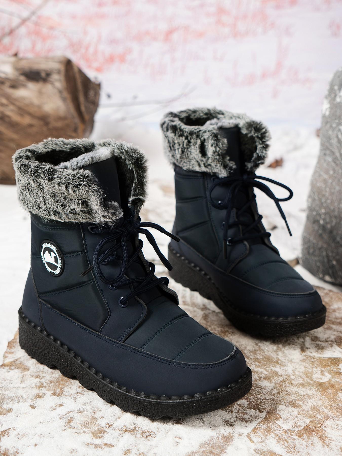 Women's Waterproof Quilted Snow Boots Footwear, Foldable Fleece Lining, Anti-Slip Thick Sole, Outdoor Skiing, Commute, Warm and Lightweight