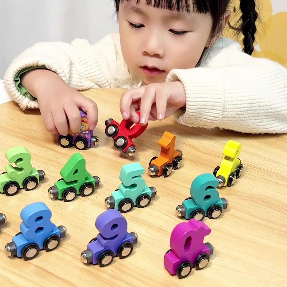 Wooden Number Digital Magnetic Train Toys Colorful Building Blocks Educational Hand-eye Coordination Magnetic Digital Train