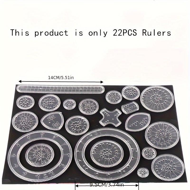 Transformative Drawing Ruler Set, Educational Toy Style Gear Rolling Pattern, Multifunctional Rulers for Flower Spiral Star Shapes