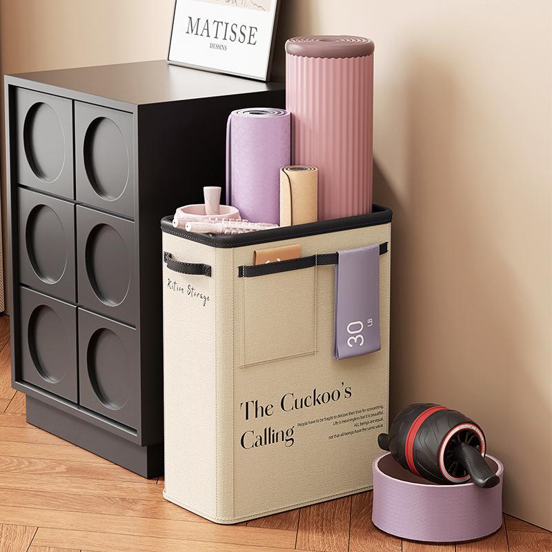 Multifunctional Sports Equipment Storage Box, Foldable Large-Capacity Fabric Storage Basket, Yoga Mat & Fitness Gear Storage Case, Gym Supplies Organizer, Dust-Proof Storage Bin with Lid