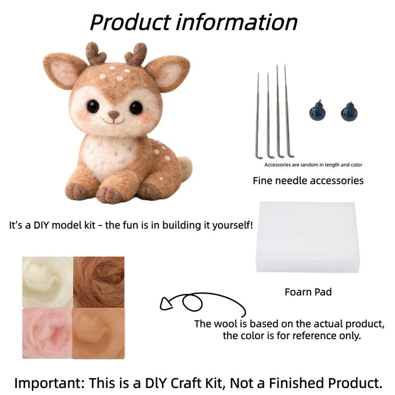 1Set Animal Needle Felting Kit, Felting kits for Beginners adult with Step-by-Step Video Tutorials, Squirrel/Bear/Hedgehog/Deer DIY Felting Kit, Cute Funny Home Decorative Ornaments, Birthday Valentine's Day and Christmas Gifts