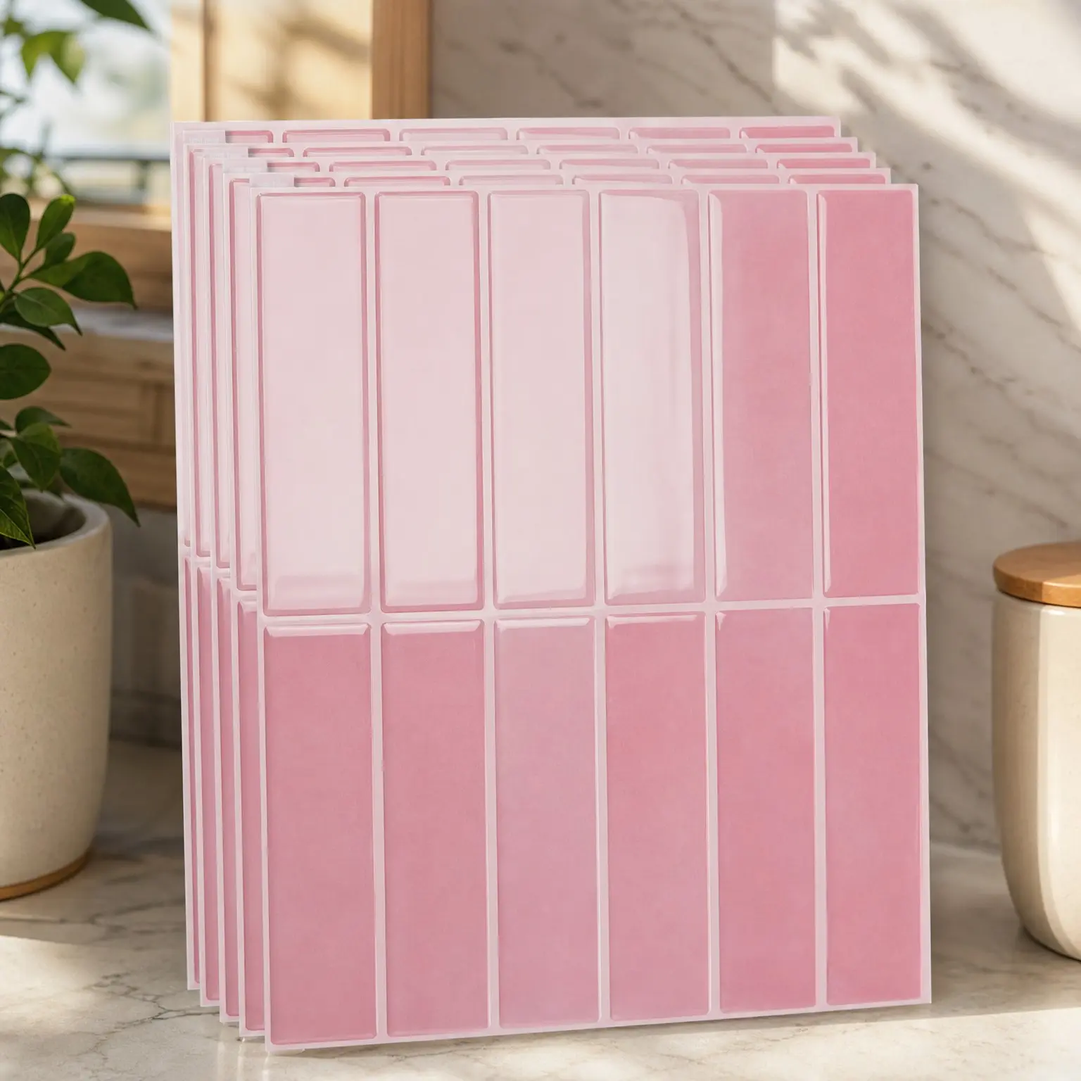 Peel and Stick Subway Tile Backsplash, 10-Pack, 11.4 x 9 Inch, Pink Marble, Enhanced Thickness & Superior Adhesion, Easy Installation for Kitchen Countertop, Home Decor, Ideal for DIY Home RenovatorsGift