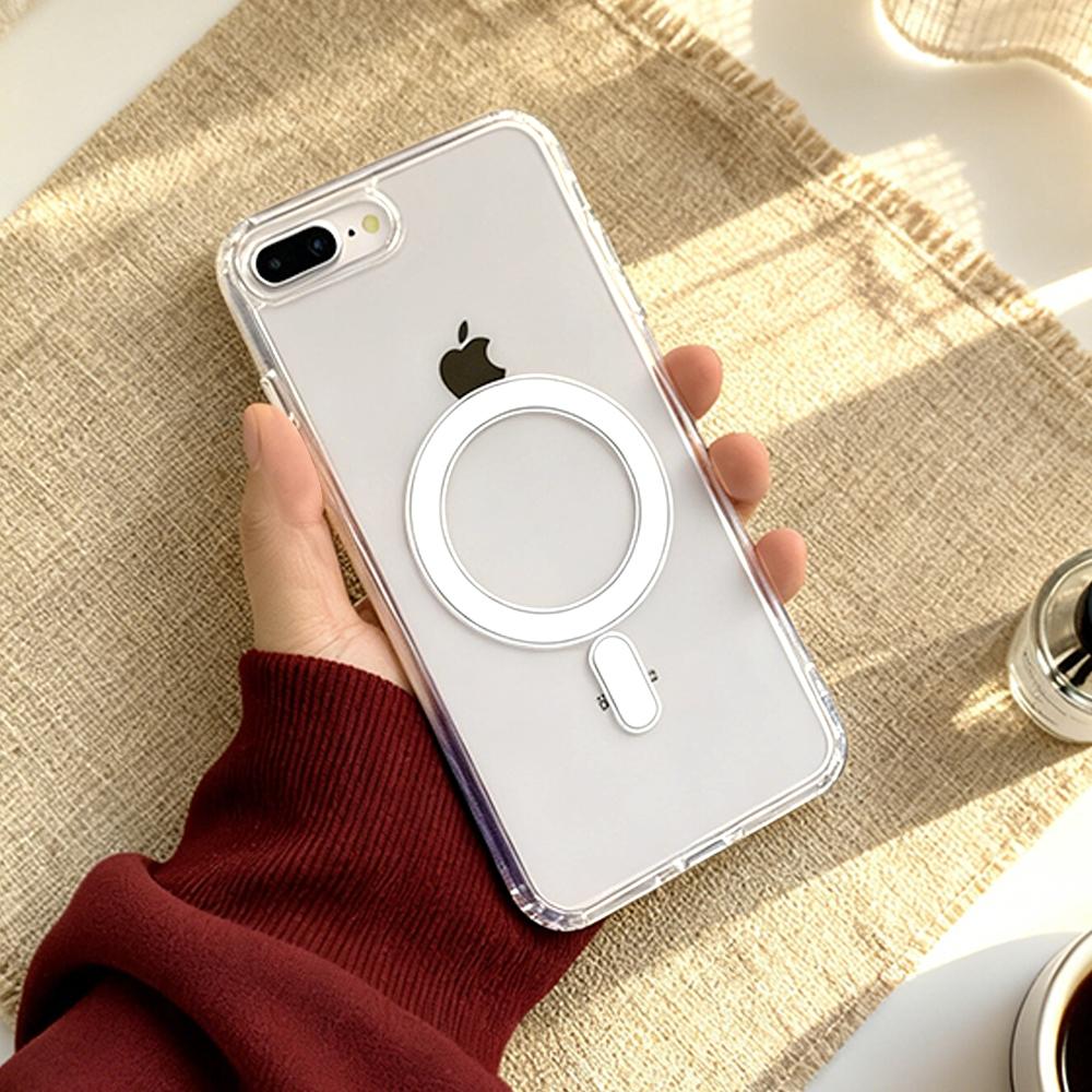 For iPhone 7 8 SE2 SE3 7Plus 8Plus Hard Acrylic Protective Cover Magnetic Wireless Charge Clear Protector Case
