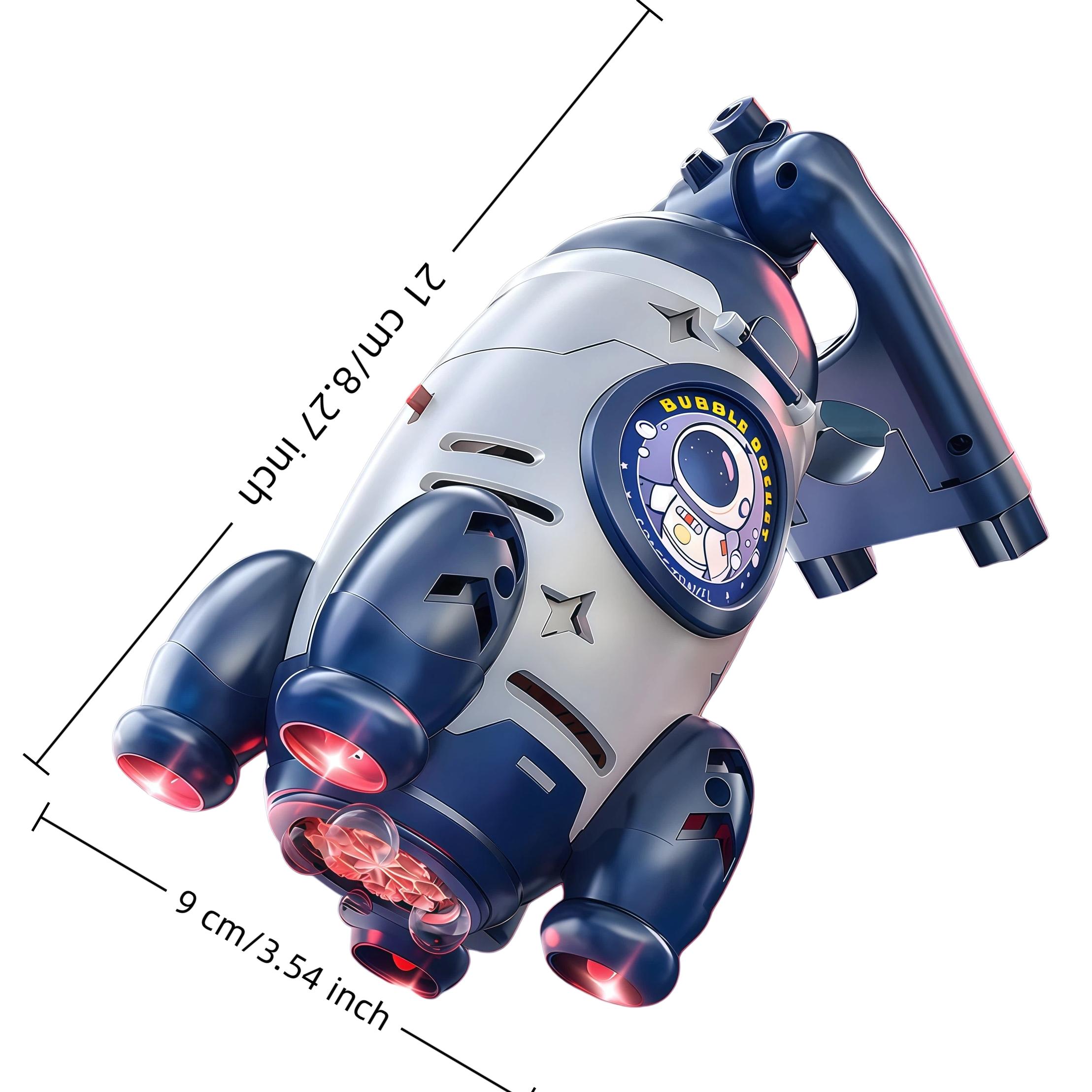 Bicycle Mounted Rocket Bubble Machine, Auto Lights, Super Bubble Output, Fits Bike/Motorcycle, Remote Control Outdoor Bubble Toy for Kids 3-6 & 6-8 Years Old （ Includes 50ML*2 Bubble Solution）