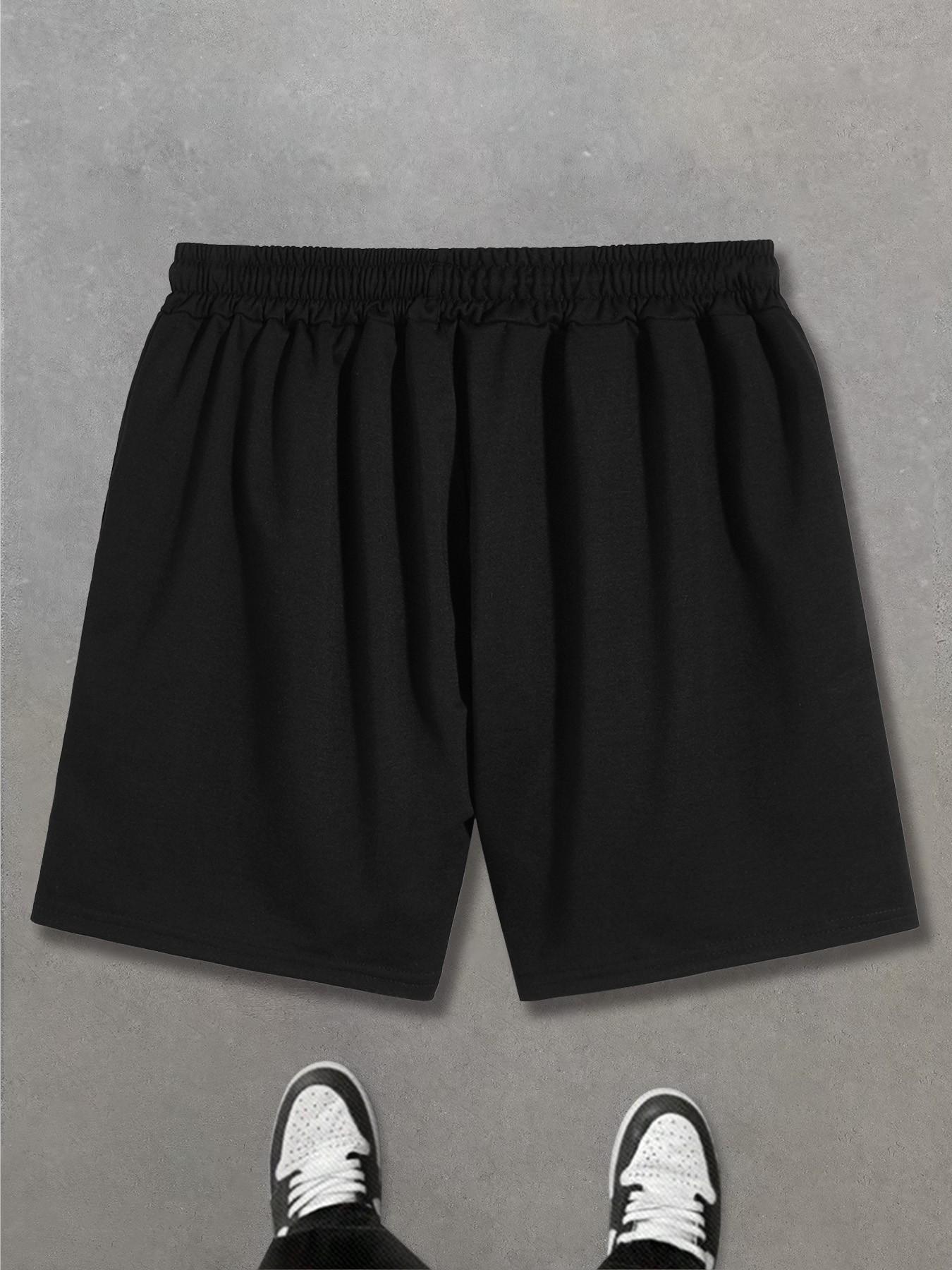 BAD MASTER Men's Streetwear Graphic Shorts - Y2K Dark Angel & Money Bag Print, Loose Fit Summer Bottoms for Urban Grunge & Punk Aesthetic Daily Outfits.