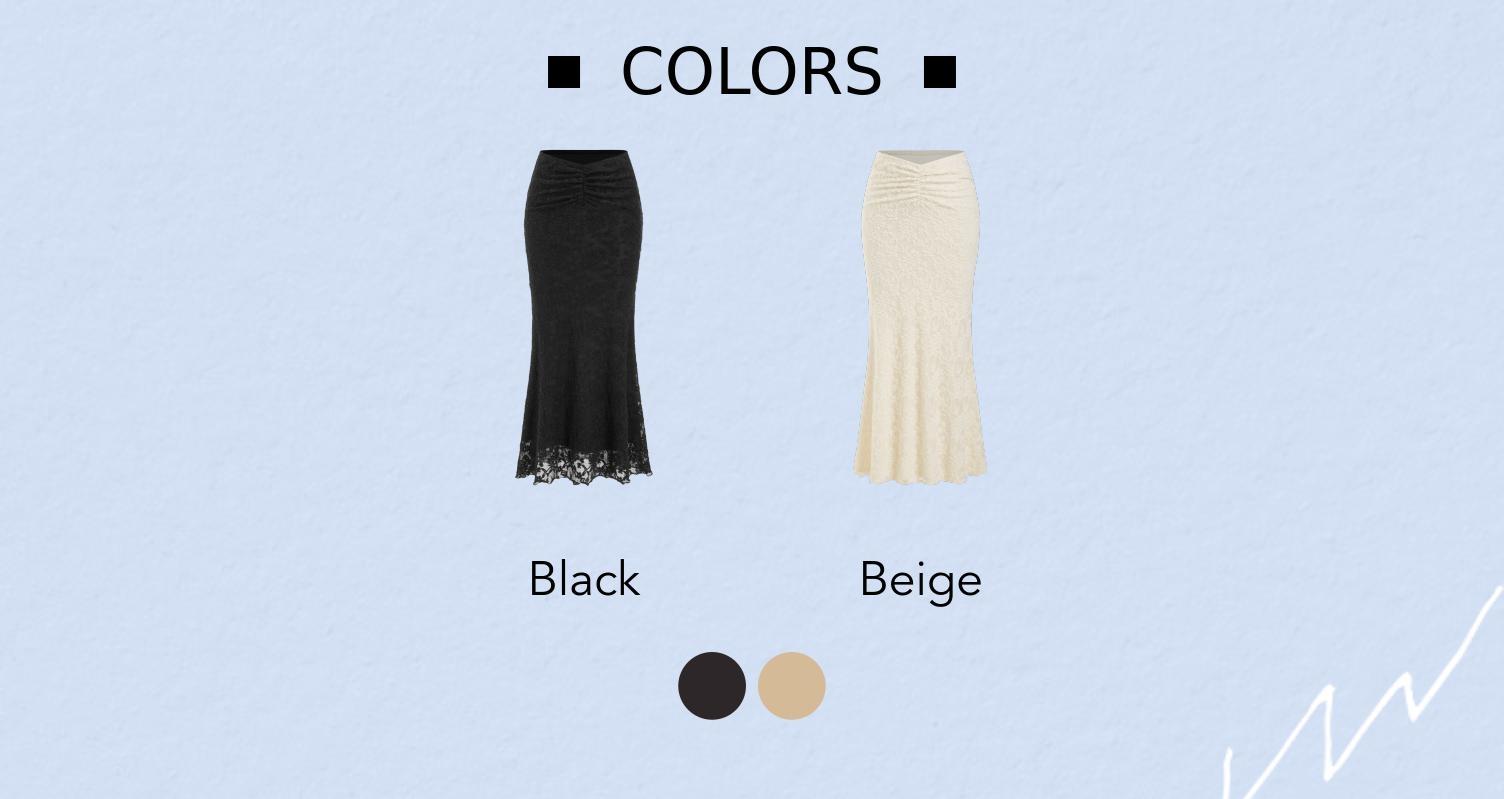 Cider Texture Lace Ruched Mermaid Maxi Skirt
