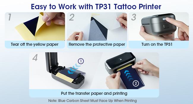 Phomemo TP31 Tattoo Transfer,3.15" x 5.24" Transfer Paper, Only For TP31,50/100Pcs