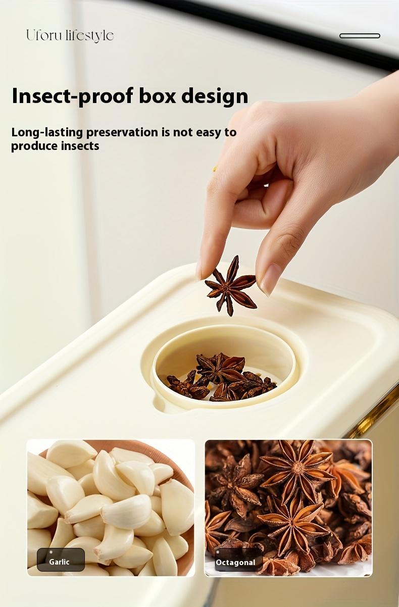 UFORU insect-proof airtight Rice Dispenser with Measuring Cups - Moisture-Resistant Plastic,  Utensils Smooth,High Capacity,Grain Storage Container for Soybeans, Corn & Cereals,cat food,dog food,suitable for kitchen,Innovative Design