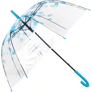 Clear Cherry Umbrella Auto Open Transparent Windproof for Kids or Weddings 32 Inches Diameter,KS11 Blue