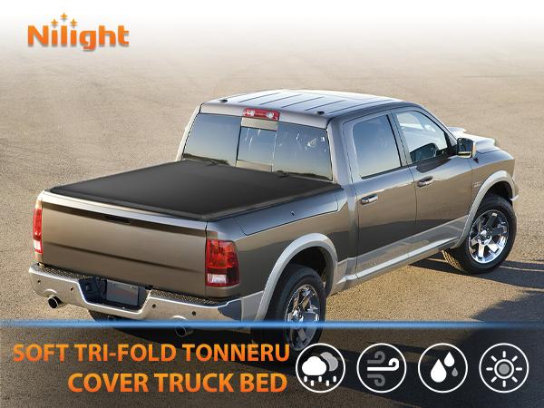 Nilight Truck Bed Tonneau Cover Soft Tri-fold Fits for 2002-2024 Dodge Ram 1500/2003-2025 Dodge Ram 2500 3500-6.4ft  dealsforyoudays
