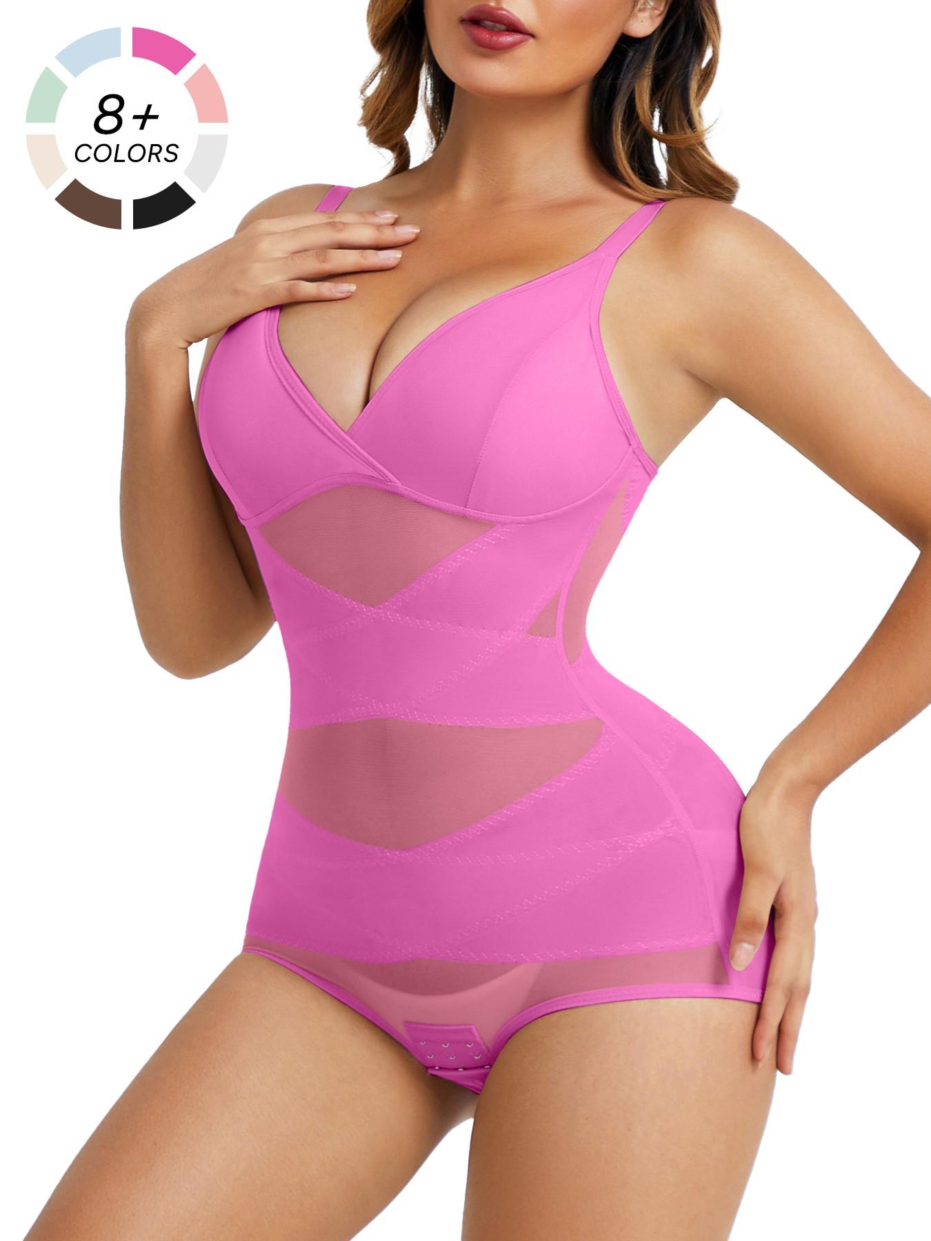 Women's Abdominal Control Shapewear Bodysuit Fit, High Elastic Breathable Mesh V-Neck Full Body Shaping Garment Elegance, Casual All Seasons Wear Underwear