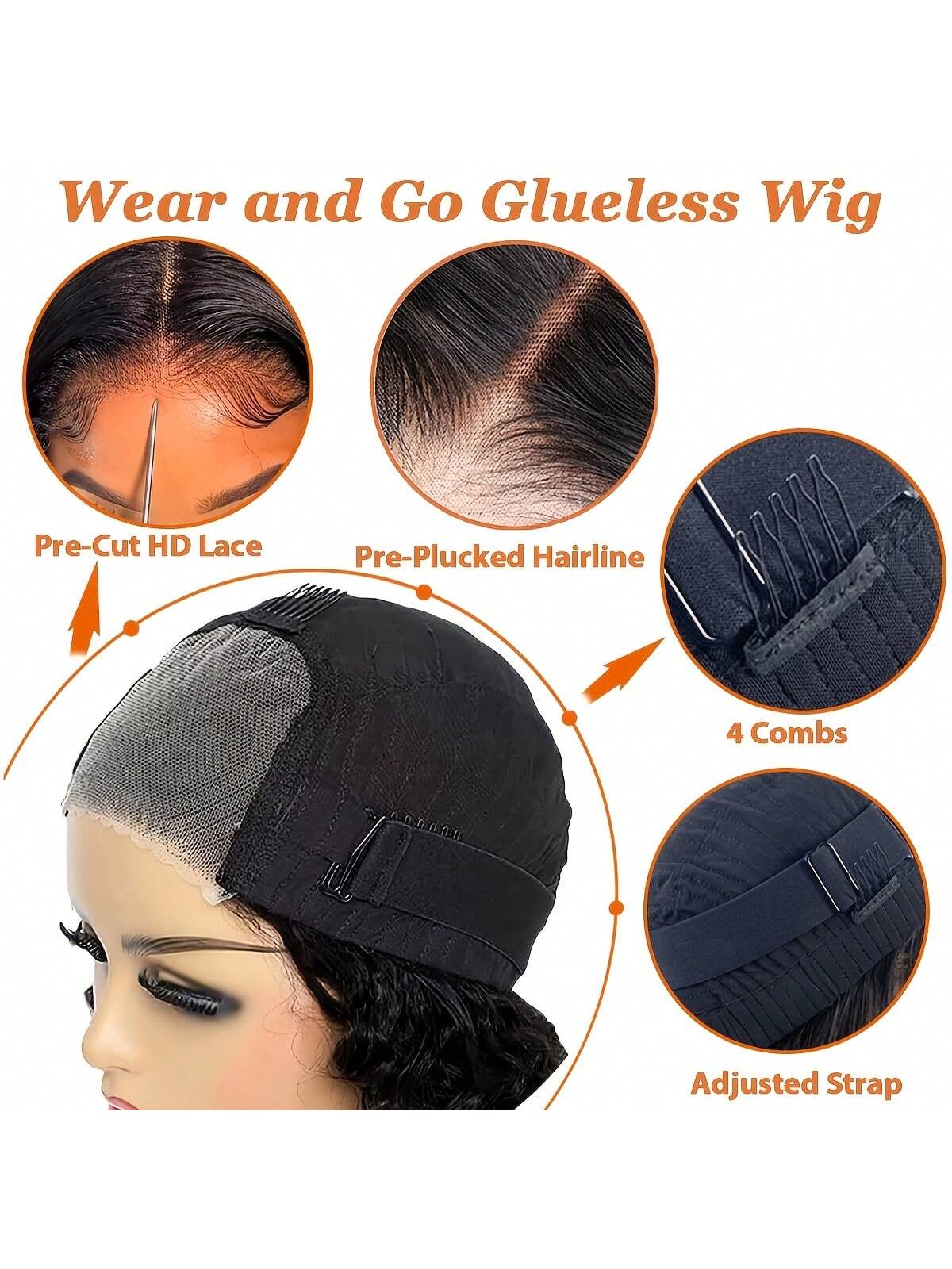 4x4 Wear And Go Glueless Bob Wig Human Hair Kinky Curly Lace Front Bob Wigs For Women Ready To Wear Short Curly Lace Closure Wigs Human Hair Pre Plucked Pre Cut 180 Density Natural Color No Glue Beginner Friendly