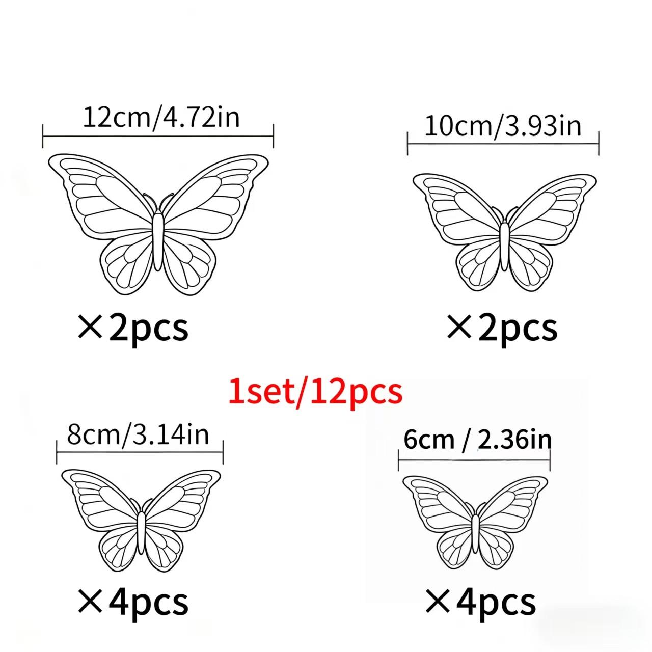 3D Realistic Plastic Butterfly Wall Stickers Set of 12, Living Room Decorative Wall Decals, Creative Refrigerator Magnets