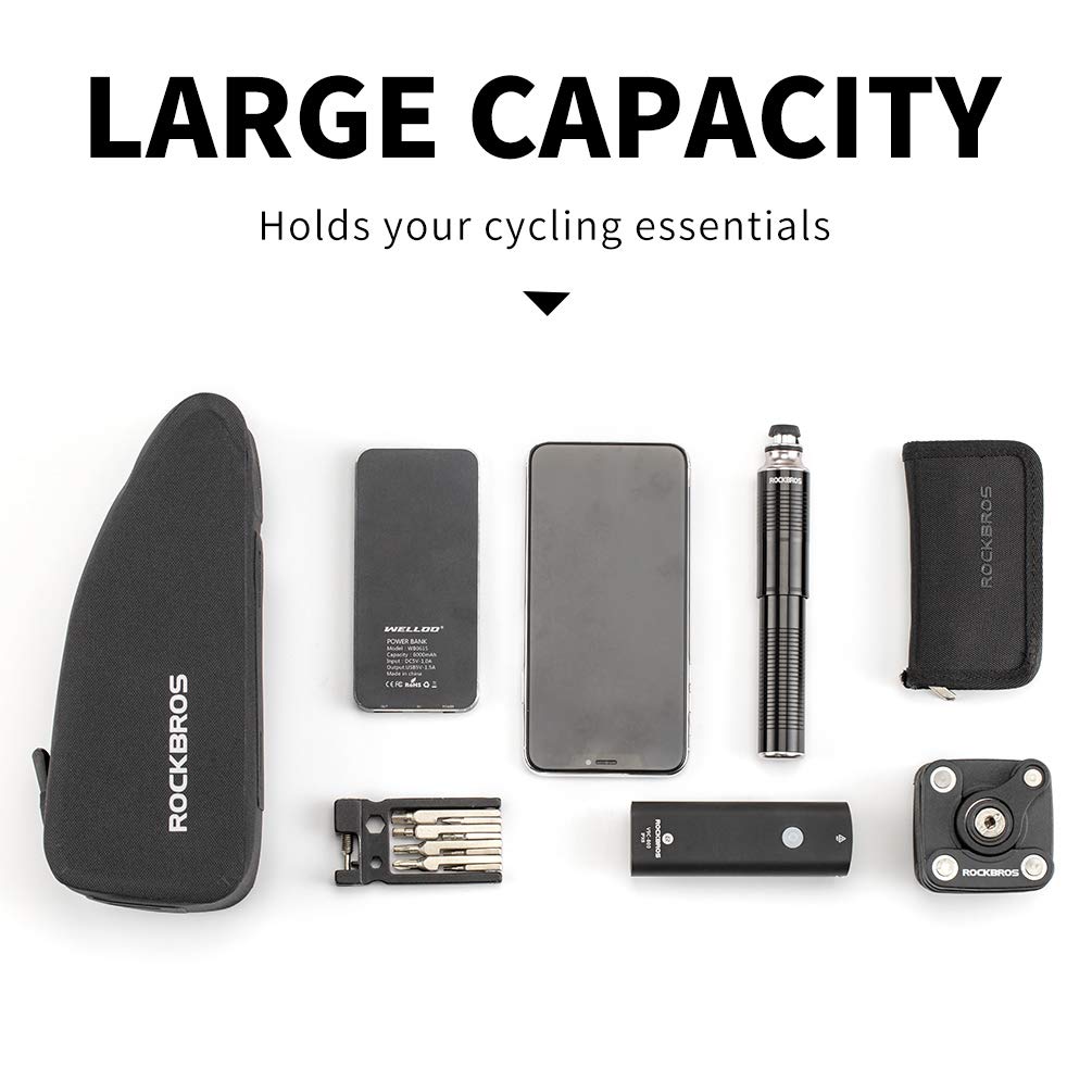 ROCKBROS Top Tube Bike Frame Bag - Waterproof Cycling Pouch with 2 Zipper Pockets for Bicycles ROCKBROS Top Tube Bike Frame Bag - Waterproof Cycling Pouch with 2 Zipper Pockets for Bicycles
