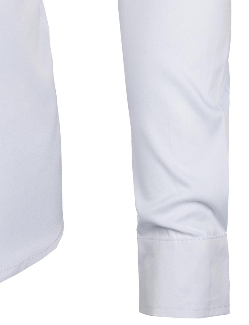 ZEROYAA Mens Slim Fit Long Sleeve Tuxedo Dress Shirts White Polyester Fabric Casual Korean Style Top for Spring Autumn Various Occasions