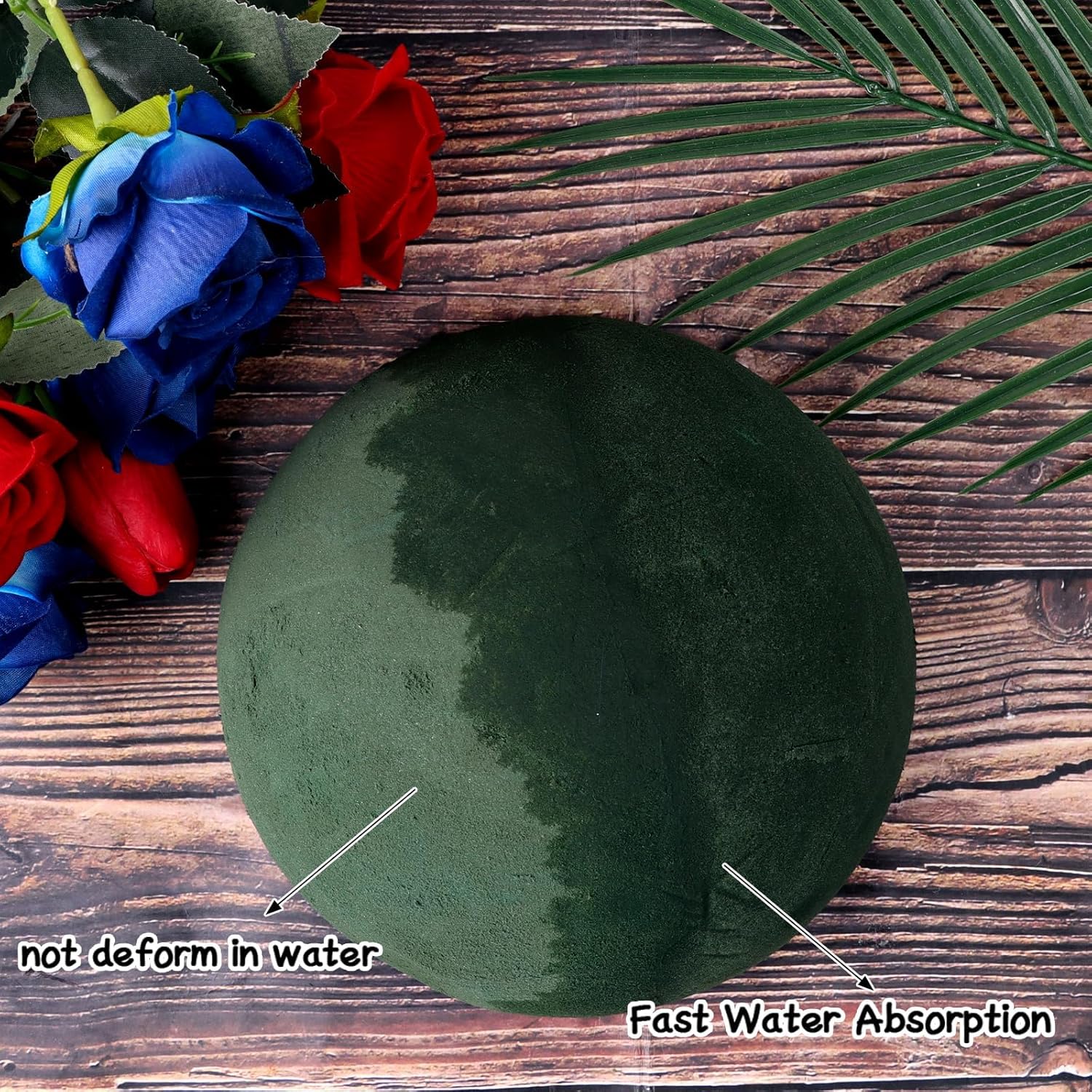 2 count Round Floral  Blocks Half Balls, Wet & Dry Green Flower  for  and Artificial Flower Arrangements (7.5 x 3.7 Inches)