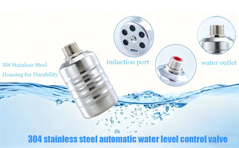 2 pcs Float Valves - Stainless with 1/2in & 3/4in for Fish Tanks, Swimming Pools, Livestock Troughs
