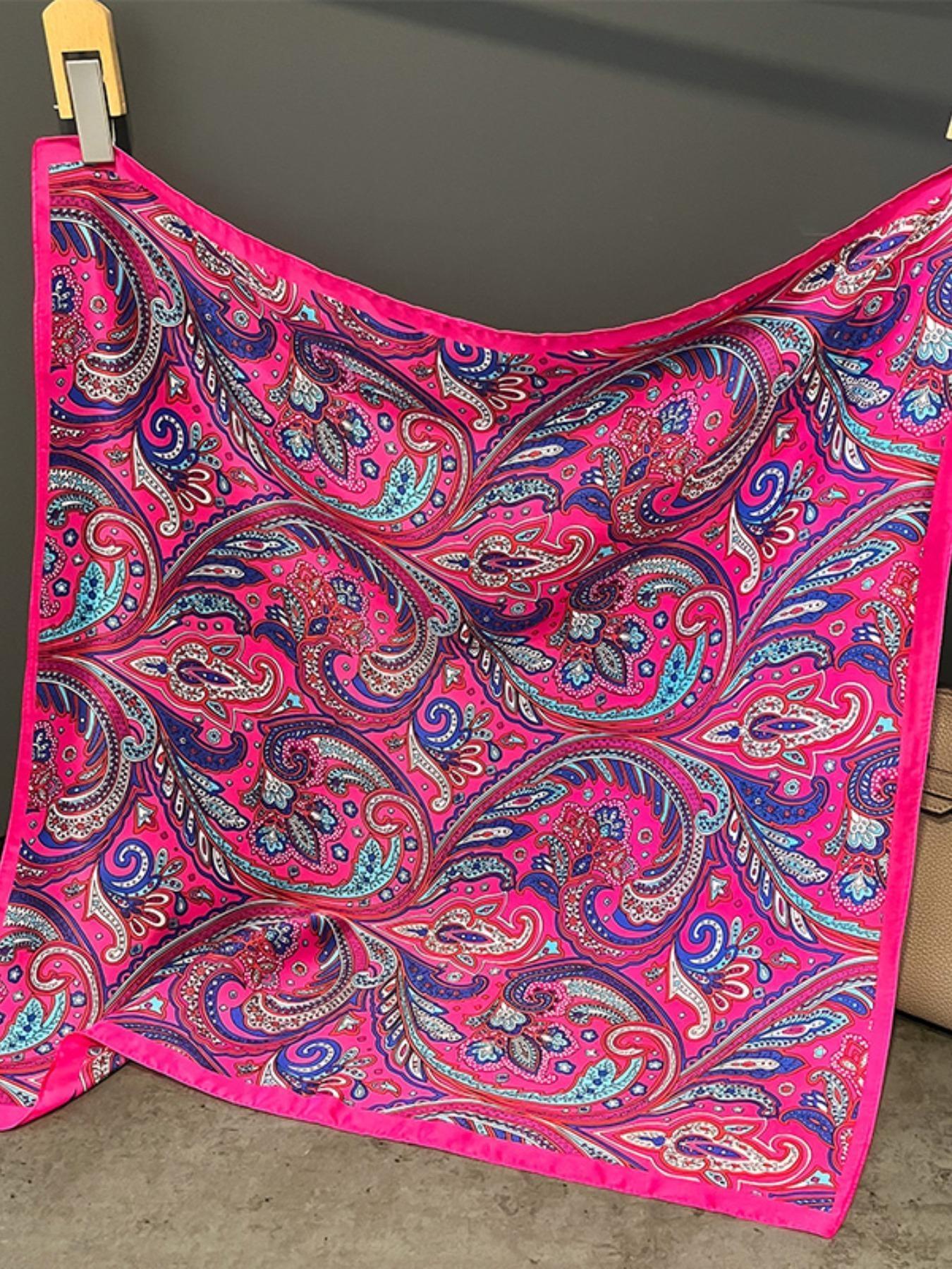 Women's Paisley Print Scarf, 27.6 Inches Square, Boho Style Headband, Accessory for All Seasons, Perfect Holiday Gift