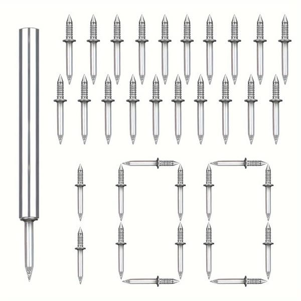 50 Invisible Dual-Head Nails + 1 Installation Socket, Traceless Hidden Nails for Baseboards, Edging, Furniture Fixing