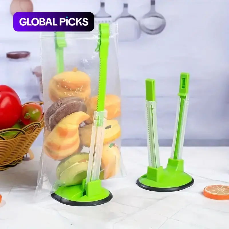 Kitchen Food Storage Bag Holder, 2pcs Portable Adjustable Food Preservation Bag Storage Rack, Plastic Kitchen Storage Organizer for Home Use, Organized Food Storage, Kitchen Utensils, Home Organization Containers