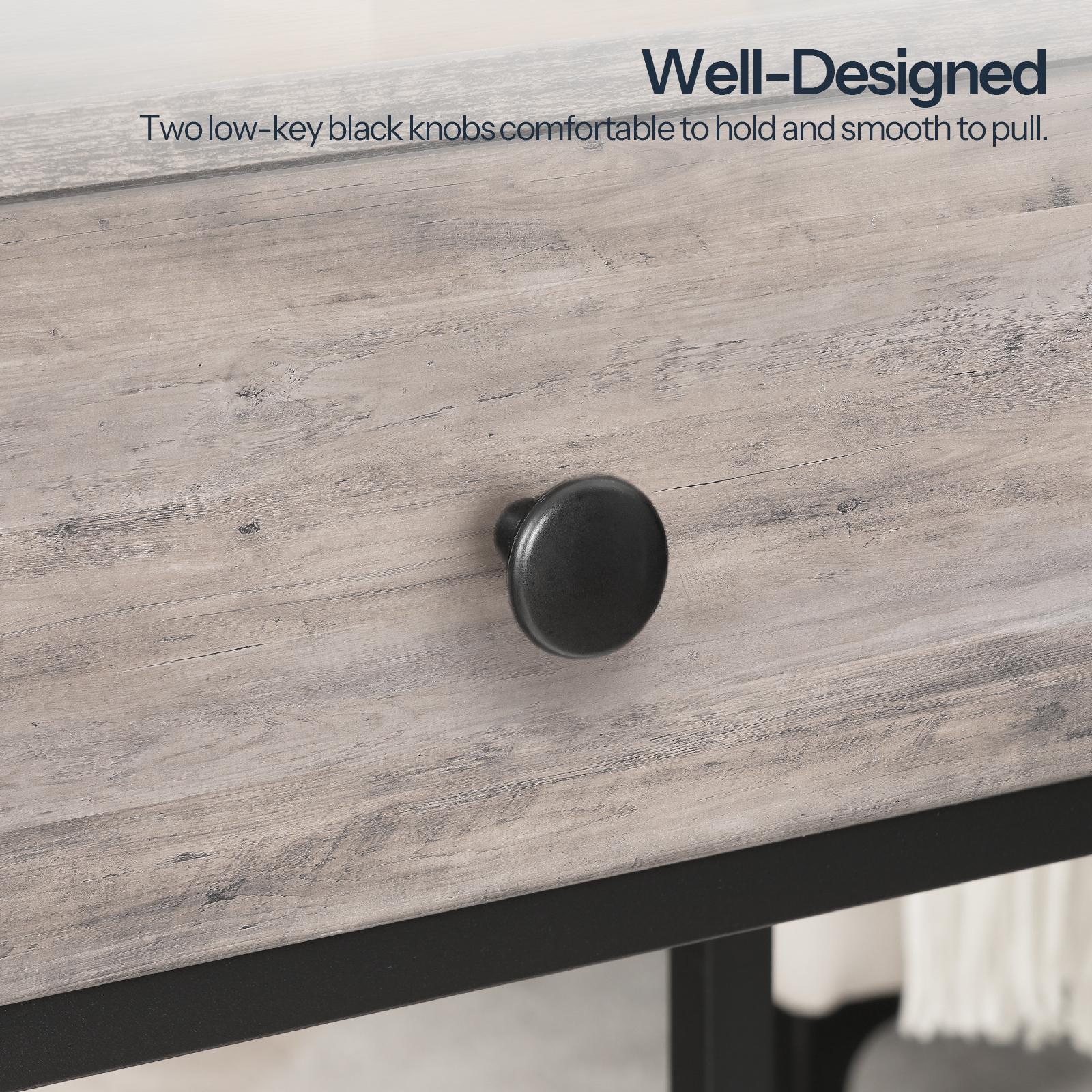 HOOBRO 29.5" Narrow Console Table with 2 Fabric Drawers, Modern 3-Tier Storage Shelves, Organizing Side Table, for Hallway, Grey & Black - Furniture