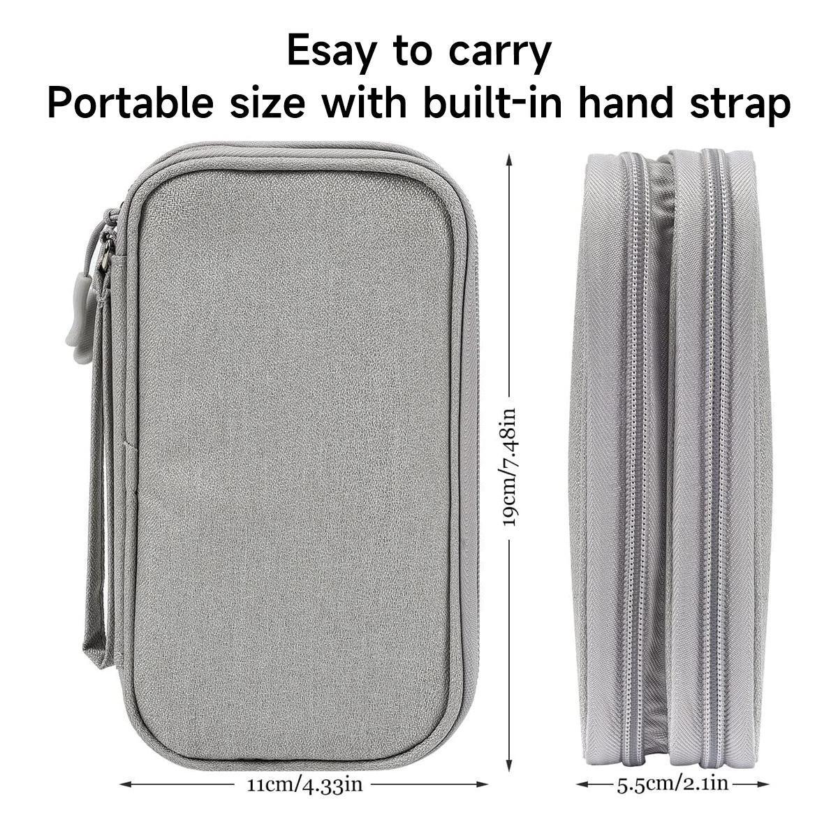 Waterproof Double Layer Travel Cable Organizer Bag, Portable All-in-One Electronic Accessory Carry Case for Cord Charger Phone Earphones, Unisex Travel Essential