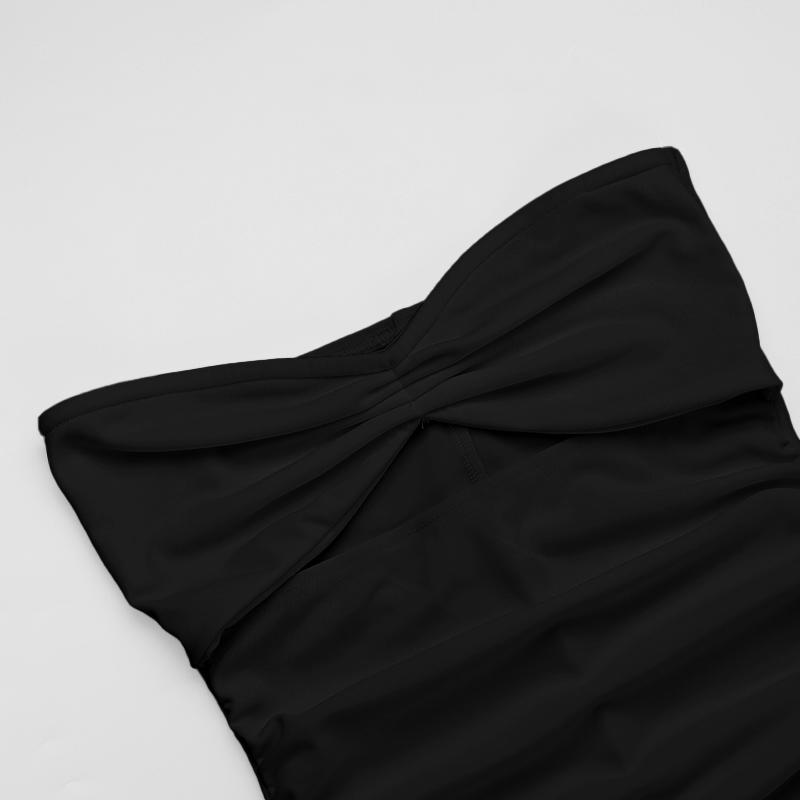 YJ24627PFO-White Dress, Spring Break Womens Elegant Off-shoulder Slim-fitting Long Dress, Tube Top Hollow A-Line Holiday Casual Dress for Women