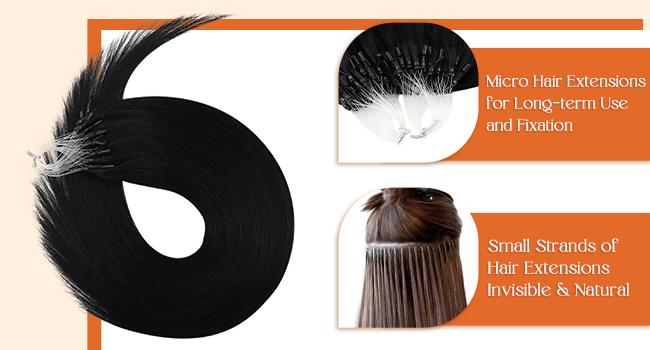 Full Shine Micro Link Hair Extensions 50G Natural Straight Human Hair 14inch-24inch