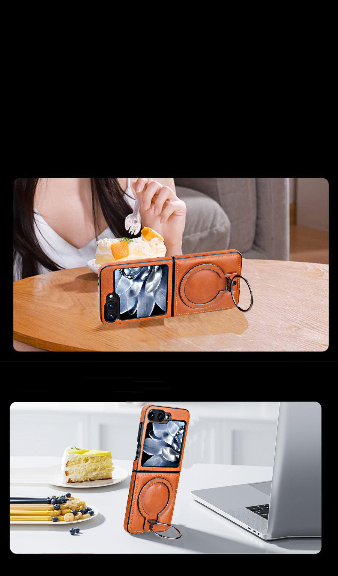 Magnetic suction Leather phone case for  Z Flip 6 /Z Flip 5/ Z Flip 4/3 Business phone case