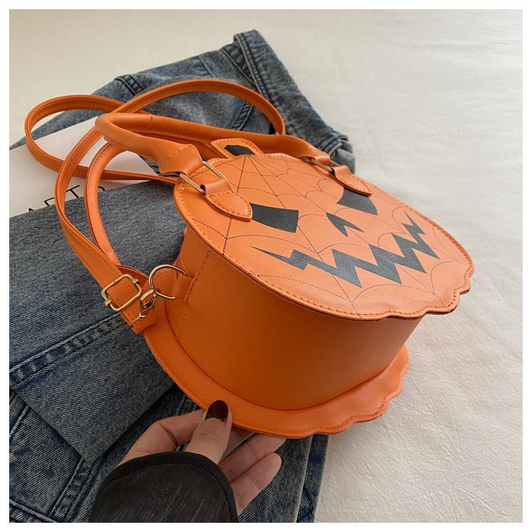 2026 New Halloween Pumpkin Bag, Contrast Color Simple Handbag, Funny Novelty Shoulder & Crossbody Bag for Women