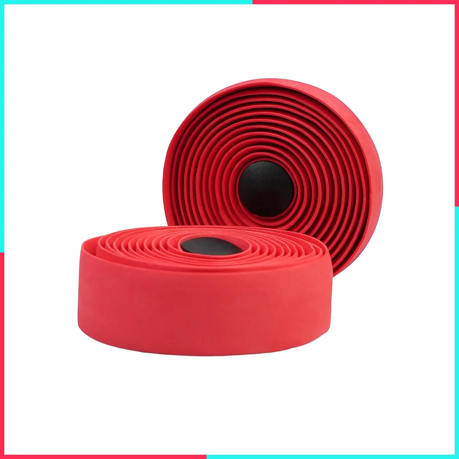 EVA Road Bike Handlebar Tape with Shock Absorbing Cushioning, Anti-Slip Bicycle Handlebar Wrap, Heavy-Duty Acrylic Double Sided Tape, Red