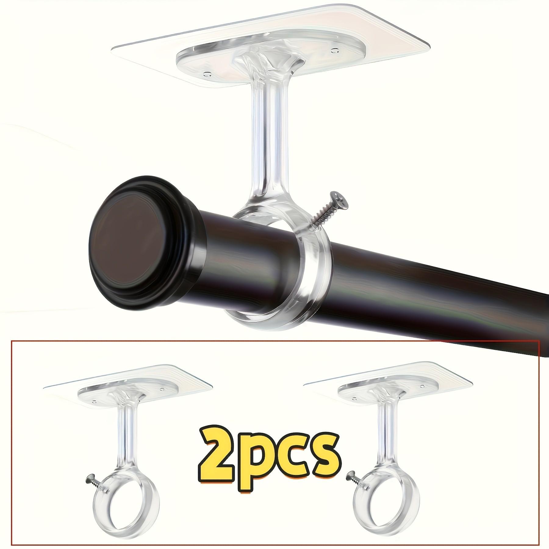 No-Drill Ceiling Curtain Rod Bracket Set (2 Pieces), Self-Adhesive Adjustable Heavy-Duty Wall-Mounted Brackets for Blackout Curtains