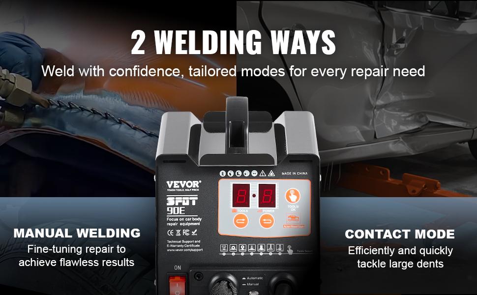 VEVOR Stud Welder Dent Repair Kit, 220V 3KW Spot Welder Dent Puller with Auto/Manual Welding 7 Versatile Modes, Auto Body Spot Welding Dent Puller Machine for Car, Truck Dent Repair