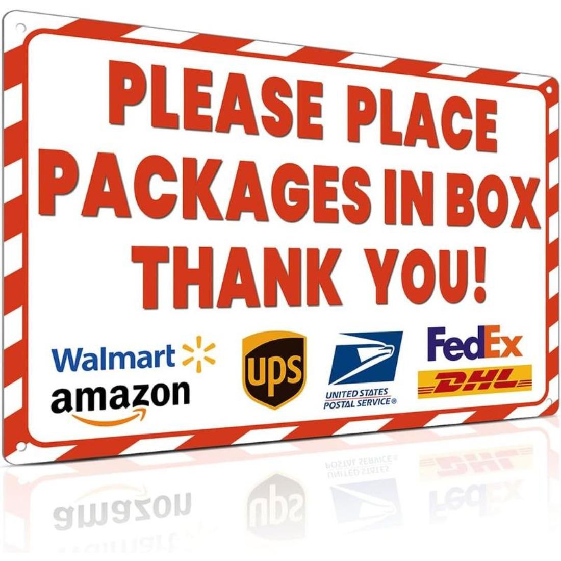 8x12 Inch Rust-Free Aluminum Package Delivery Sign for Outdoor Use - Please Place Packages in Box Thank You - Delivery Signs for Packages, Delivery Box