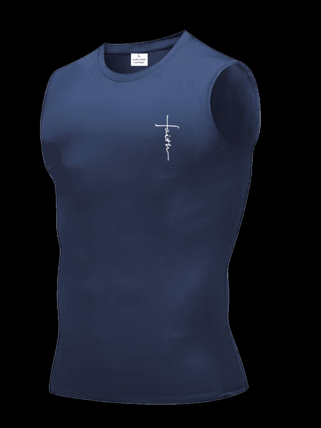 Men's Short Sleeve Sporty Tee, Quick-Dry Breathable Moisture-Wicking, Cross Pattern Print, Ideal for Gym, Running, Boxing, Outdoor Activities